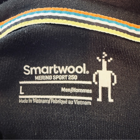 Smartwool Mens Merino 250 1/4 Zip Baselayer Size Large Black Gray Lightweight - Picture 6 of 15